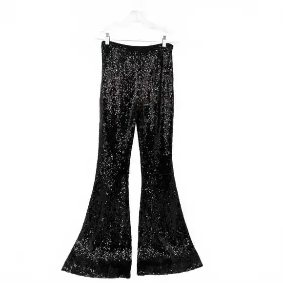 Anthropologie Black Dress Pants with Sequin Detail | Size 4 Regular - Picture 2 of 6